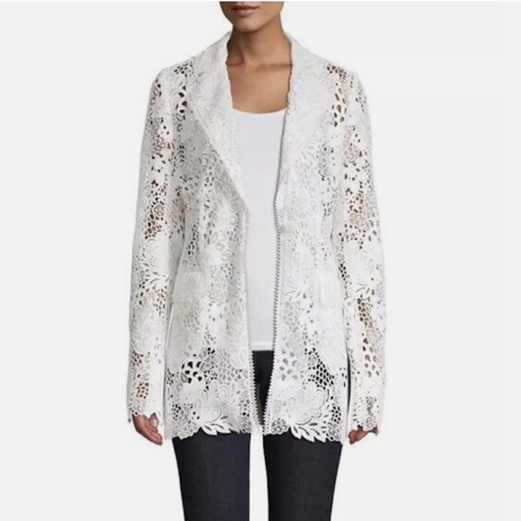 Elie Tahari vibrant pure white Blazer jacket formal bride Sleek Design - Picture 3 of 17